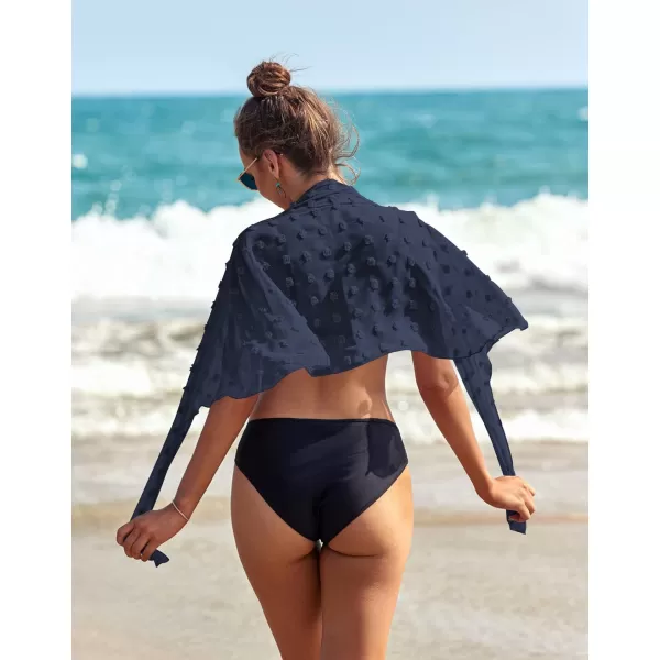 Ekouaer Womens Sarong Swimsuit Cover Ups Bathing Suit Coverups Chiffon Beach Wrap Skirts S3XLCSwiss dot Swiss Dotnavy Blue