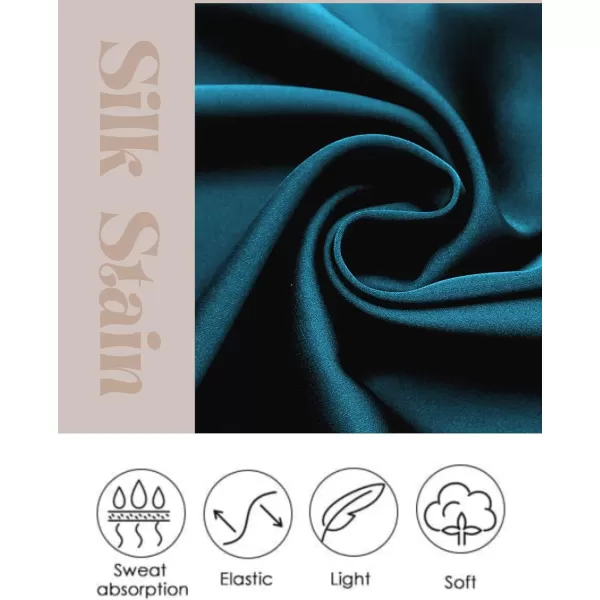 Ekouaer Womens Satin Nightgown Silk Pajamas Button Down Sleepshirt Sexy Boyfriend Night Shirts 34 Sleeve SXXL05 Peacock Blue