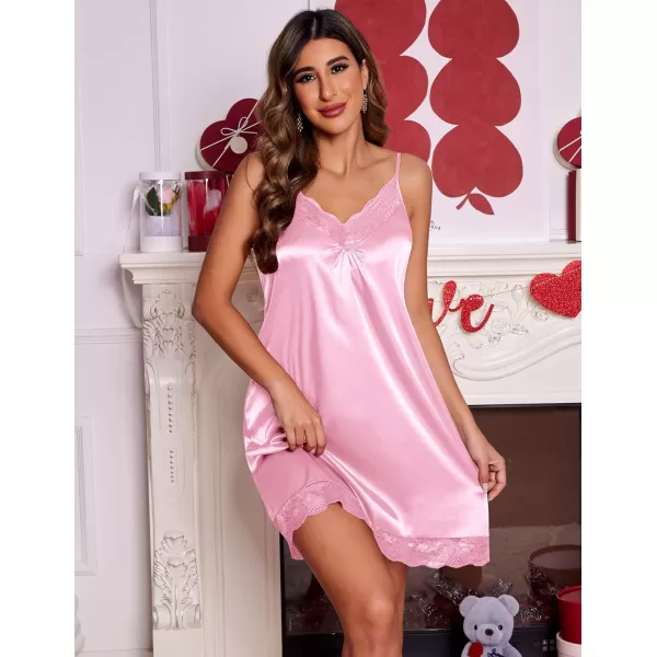 Ekouaer Womens Satin Nightgown Vneck Lace Chemise Sleepwear Soft Lingerie for Women SXXLSpink