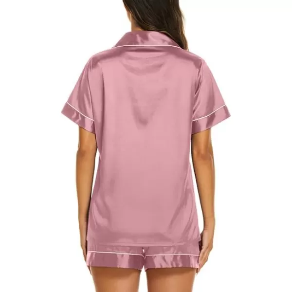 Ekouaer Womens Satin Silk Pajamas Set Short Sleeve Button Down Top and Shorts Sleepwear 2 Piece Pjs Set SXXLGrey Purple