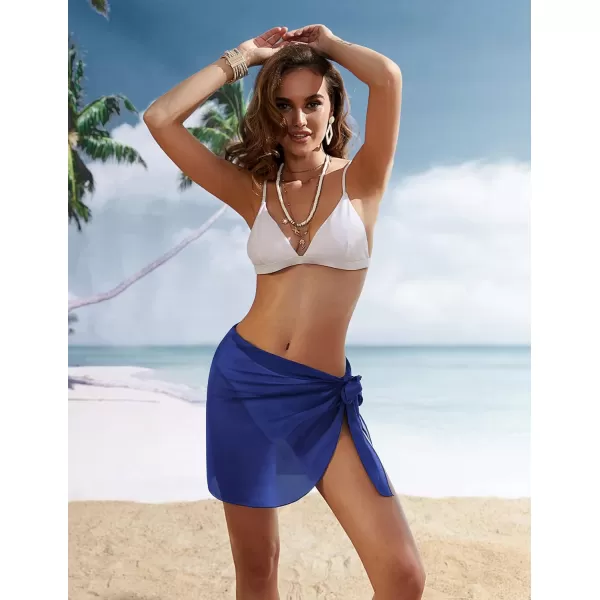 Ekouaer Womens Short Sarongs Beach Wrap Sheer Bikini Wraps Chiffon Cover Ups for Swimwear S3XLChiffonASolid color Blue