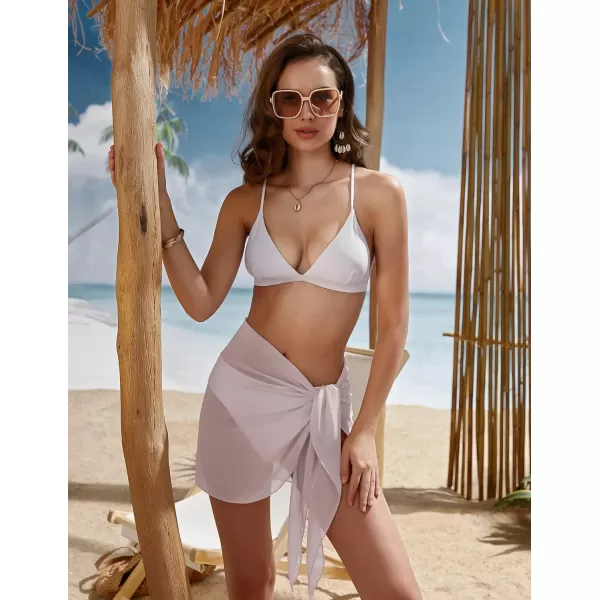 Ekouaer Womens Short Sarongs Beach Wrap Sheer Bikini Wraps Chiffon Cover Ups for Swimwear S3XLChiffonASolid color Dark Khaki