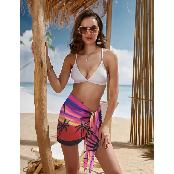 Ekouaer Womens Short Sarongs Beach Wrap Sheer Bikini Wraps Chiffon Cover Ups for Swimwear S3XLChiffonBPrint color Pat19