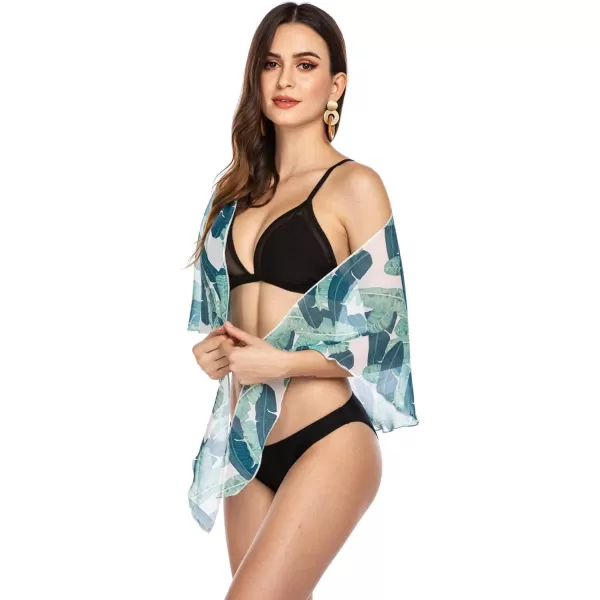 Ekouaer Womens Short Sarongs Beach Wrap Sheer Bikini Wraps Chiffon Cover Ups for Swimwear S3XLChiffonBPrint color Pat9