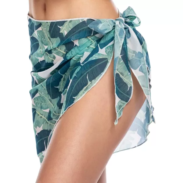 Ekouaer Womens Short Sarongs Beach Wrap Sheer Bikini Wraps Chiffon Cover Ups for Swimwear S3XLChiffonBPrint color Pat9