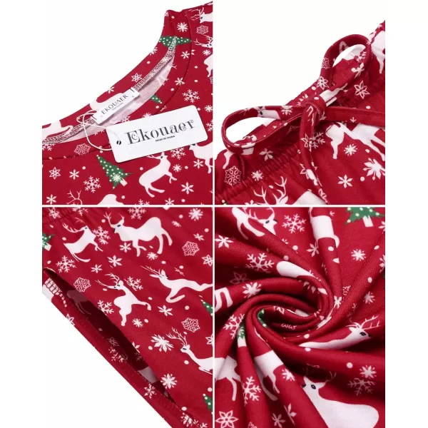 Ekouaer Womens Short Sleeve Pajama Sets with Long PantsChristmas