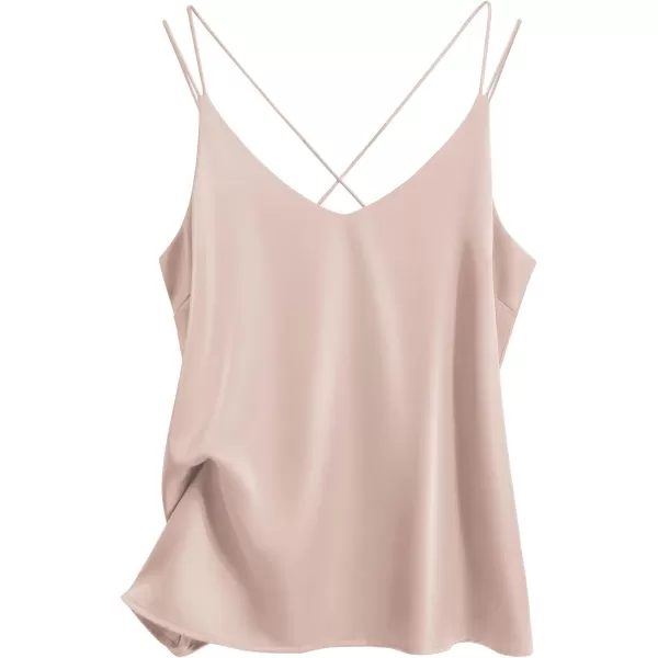 Ekouaer Womens Silk Satin Camisole Tank Tops V Neck Spaghetti Strap Blouses Cross Back Sleeveless Cami ShirtChampagne