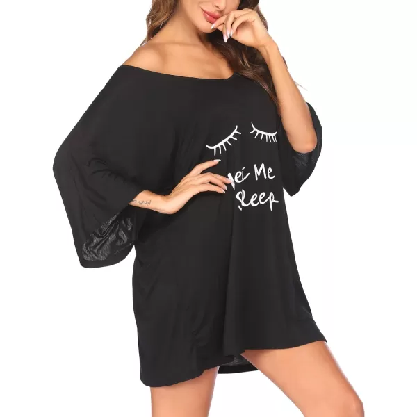 Ekouaer Womens Sleepshirt Deep V Neck Nightgown Batwing Nightshirt Oversized Sleepwear S4XLLet Me Sleep