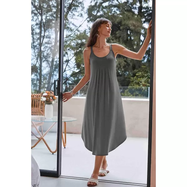 Ekouaer Womens Sleeveless Long Nightgown Full Slip Soft Nightshirt Sleep Dress Chemise Sleepwear Lounge DressesCharcoal Grey