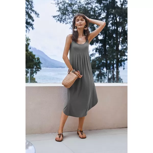 Ekouaer Womens Sleeveless Long Nightgown Full Slip Soft Nightshirt Sleep Dress Chemise Sleepwear Lounge DressesCharcoal Grey