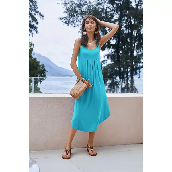 Ekouaer Womens Sleeveless Long Nightgown Full Slip Soft Nightshirt Sleep Dress Chemise Sleepwear Lounge DressesDeep Sky Blue