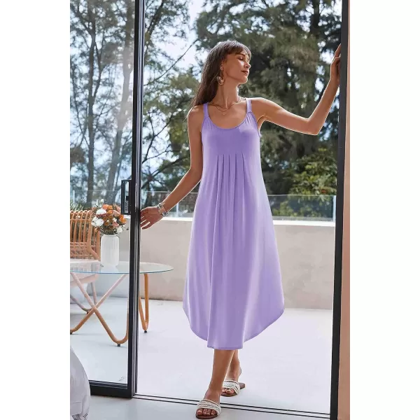 Ekouaer Womens Sleeveless Long Nightgown Full Slip Soft Nightshirt Sleep Dress Chemise Sleepwear Lounge DressesLilac Purple