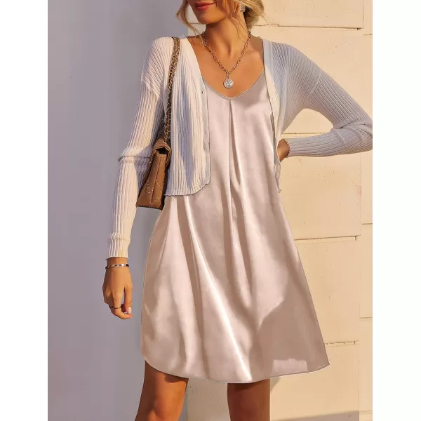 Ekouaer Womens Sleeveless V Neck Satin NightgownChampagne