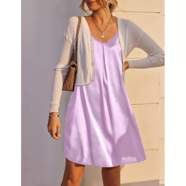 Ekouaer Womens Sleeveless V Neck Satin NightgownLilac