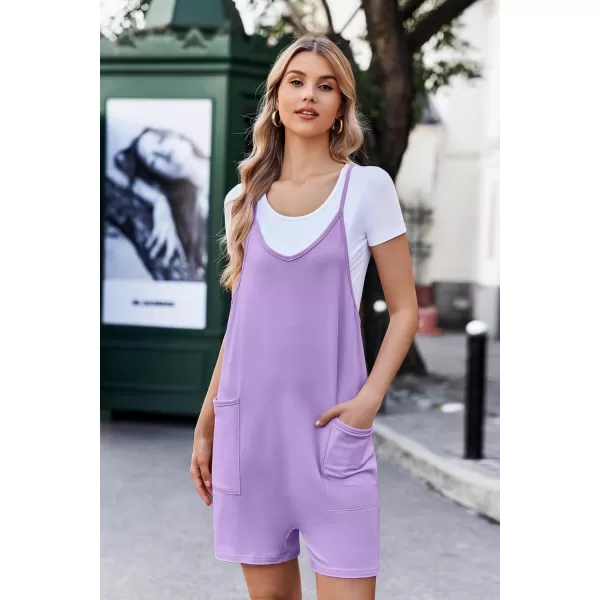 Ekouaer Womens Summer Casual Sleeveless Rompers Loose Spaghetti Strap Shorts Overalls Outfits 2024 Jumpsuits With PocketsLight Purple