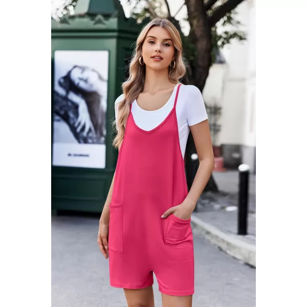 Ekouaer Womens Summer Casual Sleeveless Rompers Loose Spaghetti Strap Shorts Overalls Outfits 2024 Jumpsuits With PocketsRose