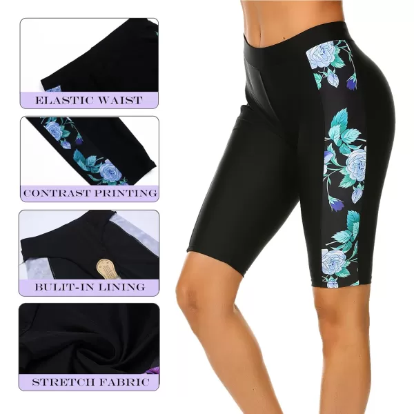 Ekouaer Womens Swim Capris UV Board Shorts Rash Guard Swimsuit Pants Swimwear SXXLBlackpattern 2