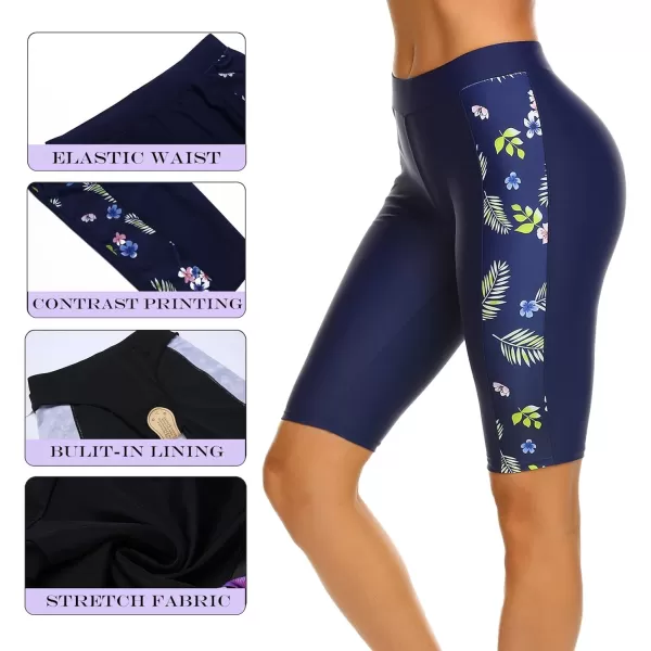 Ekouaer Womens Swim Capris UV Board Shorts Rash Guard Swimsuit Pants Swimwear SXXLNavy Blue