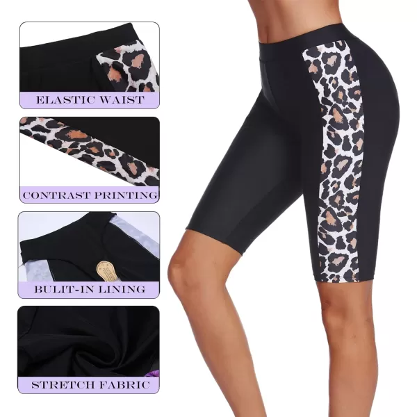 Ekouaer Womens Swim Capris UV Board Shorts Rash Guard Swimsuit Pants Swimwear SXXLPattern 5leopard