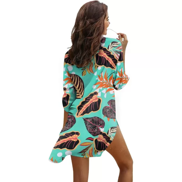 Ekouaer Womens Swimsuit Beach Cover Up Shirt Bikini Beachwear Bathing Suit Beach DressZw532tropical Print