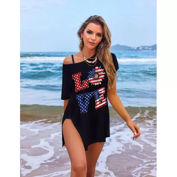 Ekouaer Womens Swimsuit Beach Cover Up Short Sleeve Cover Ups for Swimwear Bathing Suit Coverups SXXXLNational Flag Print