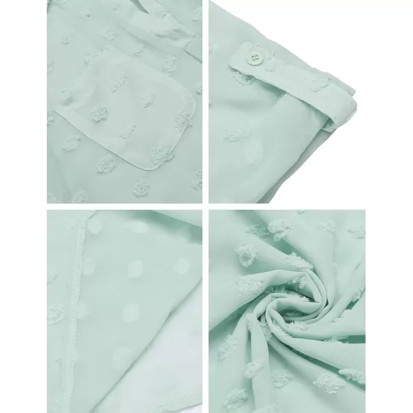 Ekouaer Womens Swimsuit Beach Cover Ups Shirt Chiffon Bikini Bathing Suit Swiss Dot Beach Shirt SXXXLMint Green