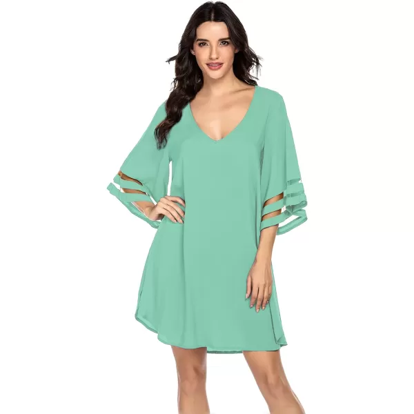 Ekouaer Womens Swimsuit Cover Up 34 Bell Sleeve Beachwear Coverups Deep VNeck Bikini Beach Dress S3XLCg