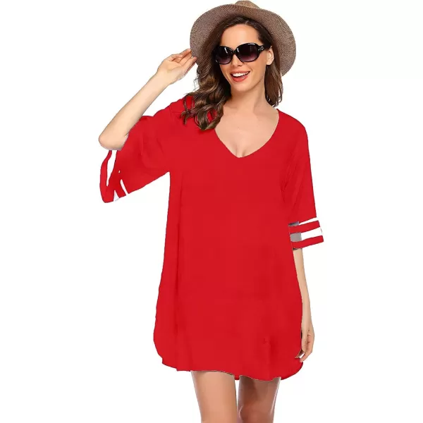 Ekouaer Womens Swimsuit Cover Up 34 Bell Sleeve Beachwear Coverups Deep VNeck Bikini Beach Dress S3XLPon