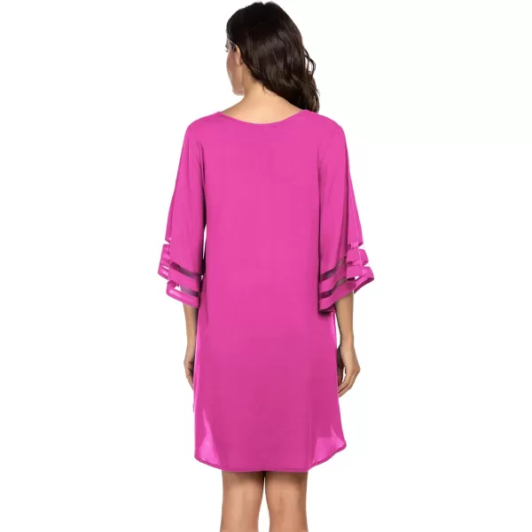 Ekouaer Womens Swimsuit Cover Up 34 Bell Sleeve Beachwear Coverups Deep VNeck Bikini Beach Dress S3XLRr