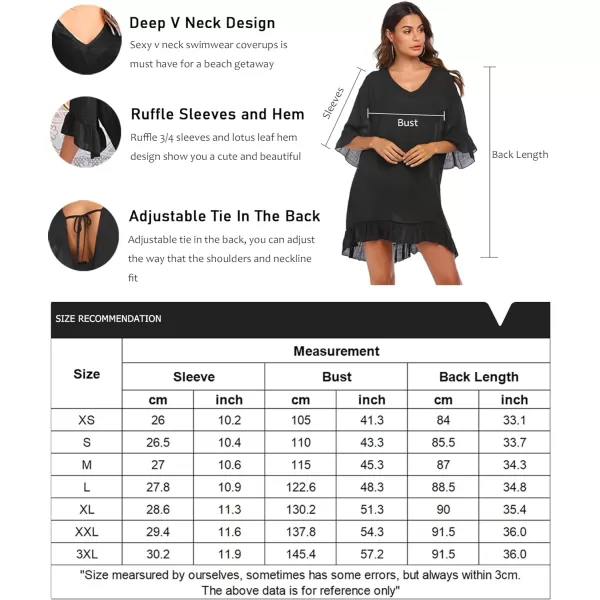 Ekouaer Womens Swimsuit Cover Ups Ruffle Coverups Tie Back Bathing Suit Covers Loose Swimwear XS3XLNavy