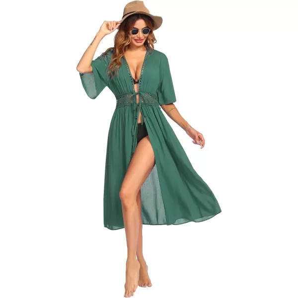 Ekouaer Womens Swimwear Cover Ups Sexy Open Front Beach Bikini Swimsuit Kimono Cardigan Cover Up Long Flowy BeachwearB Green