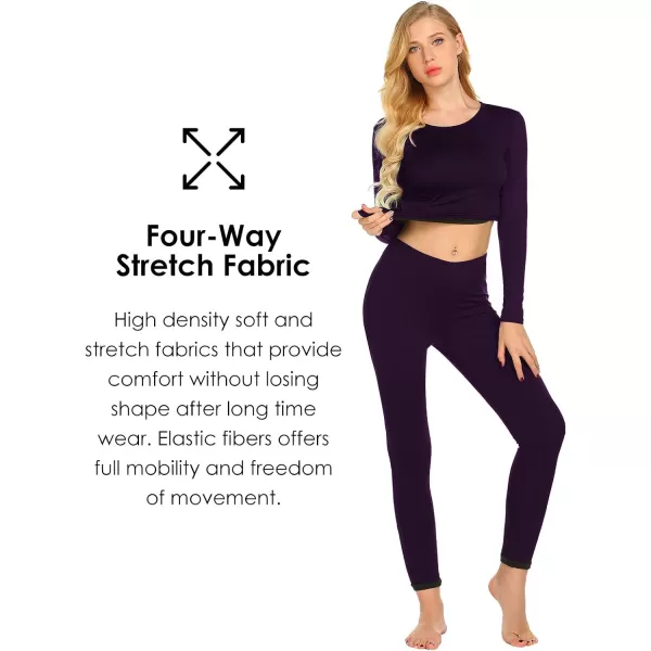 Ekouaer Womens Thermal Underwear Sets Long Johns Base Layer Lightweight Thermals 2 Pieces SetPurple
