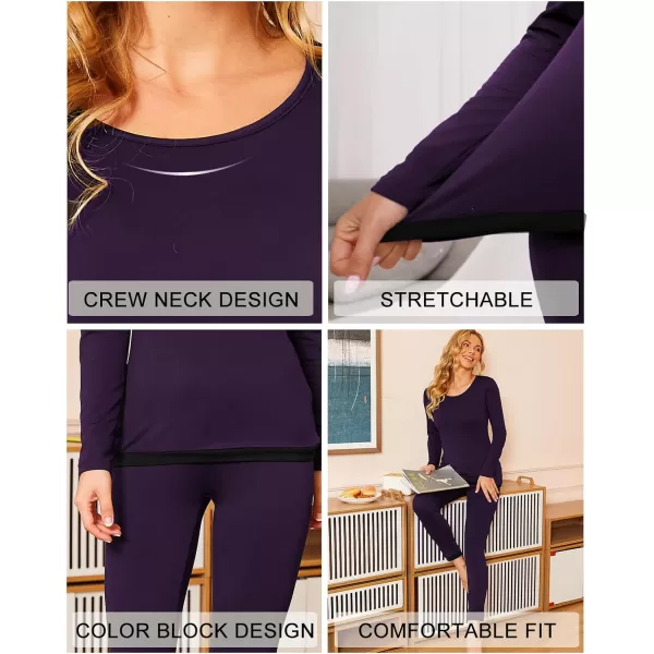 Ekouaer Womens Thermal Underwear Sets Long Johns Base Layer Lightweight Thermals 2 Pieces SetPurple