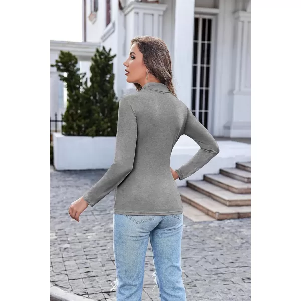 Ekouaer Womens Turtleneck Long Sleeve Shirts Lightweight Base Layer Solid Slim Fit TopsSXXLGray