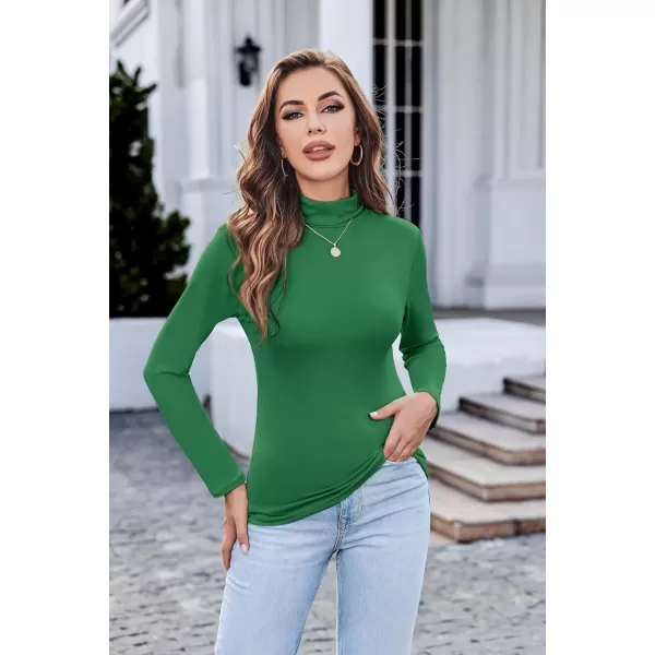 Ekouaer Womens Turtleneck Long Sleeve Shirts Lightweight Base Layer Solid Slim Fit TopsSXXLGreen