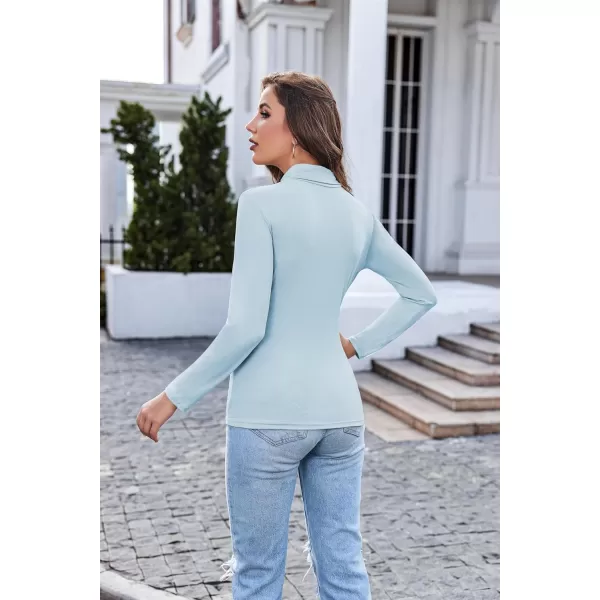 Ekouaer Womens Turtleneck Long Sleeve Shirts Lightweight Base Layer Solid Slim Fit TopsSXXLLight Blue