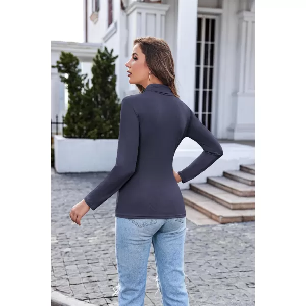 Ekouaer Womens Turtleneck Long Sleeve Shirts Lightweight Base Layer Solid Slim Fit TopsSXXLNavy Blue