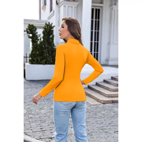 Ekouaer Womens Turtleneck Long Sleeve Shirts Lightweight Base Layer Solid Slim Fit TopsSXXLOrange