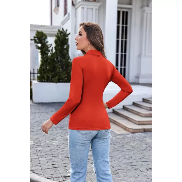 Ekouaer Womens Turtleneck Long Sleeve Shirts Lightweight Base Layer Solid Slim Fit TopsSXXLRed