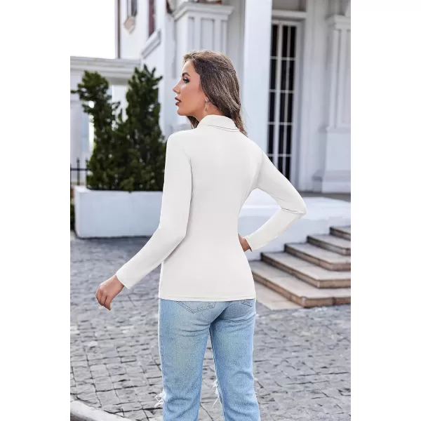 Ekouaer Womens Turtleneck Long Sleeve Shirts Lightweight Base Layer Solid Slim Fit TopsSXXLWhite