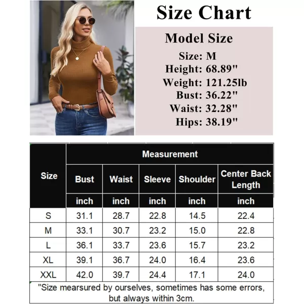 Ekouaer Womens Turtleneck Shirts Long Sleeves Sweater Ribbed Knit Tops Thermal Undershirts Lightweight Loungewear SXXLBrown