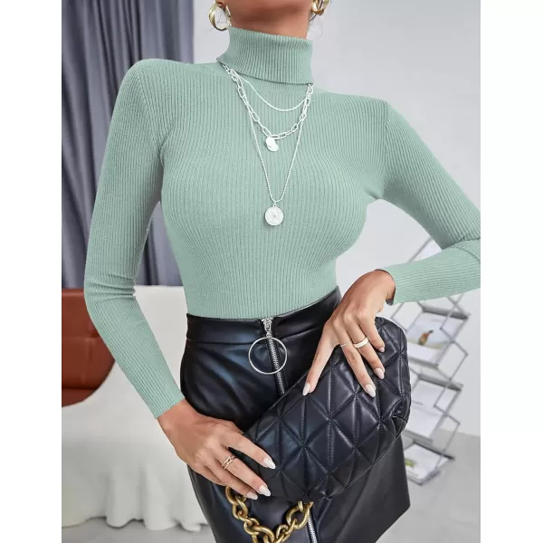 Ekouaer Womens Turtleneck Shirts Long Sleeves Sweater Ribbed Knit Tops Thermal Undershirts Lightweight Loungewear SXXLIce Green