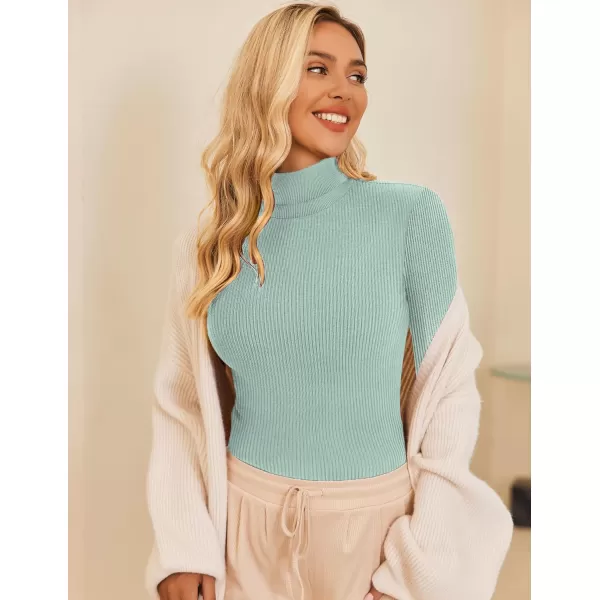 Ekouaer Womens Turtleneck Shirts Long Sleeves Sweater Ribbed Knit Tops Thermal Undershirts Lightweight Loungewear SXXLIce Green