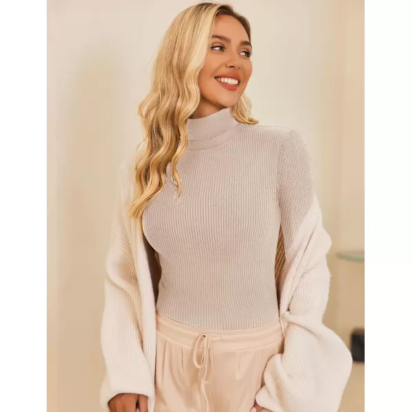 Ekouaer Womens Turtleneck Shirts Long Sleeves Sweater Ribbed Knit Tops Thermal Undershirts Lightweight Loungewear SXXLKhaki