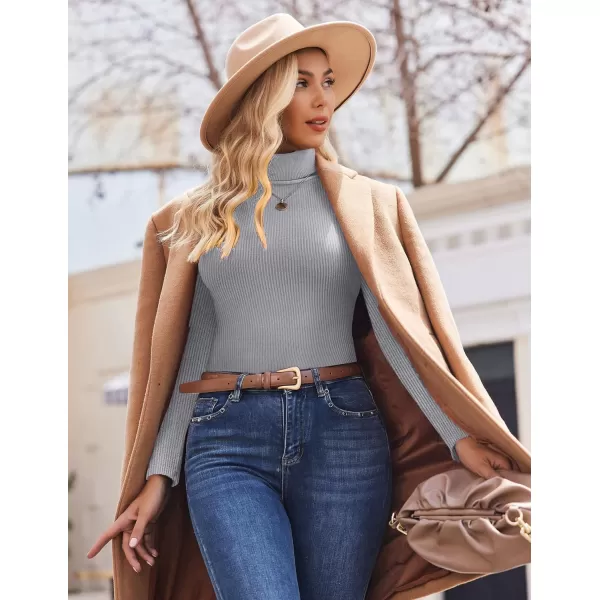 Ekouaer Womens Turtleneck Shirts Long Sleeves Sweater Ribbed Knit Tops Thermal Undershirts Lightweight Loungewear SXXLMedium Gray