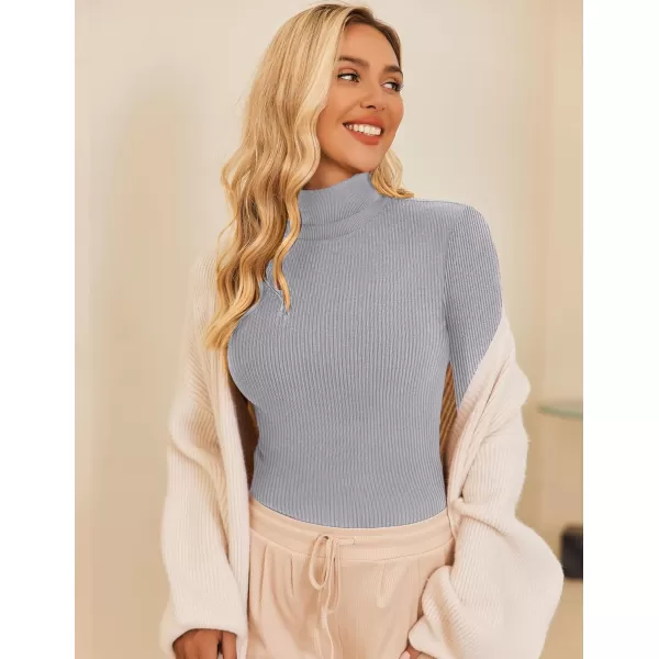 Ekouaer Womens Turtleneck Shirts Long Sleeves Sweater Ribbed Knit Tops Thermal Undershirts Lightweight Loungewear SXXLMedium Gray