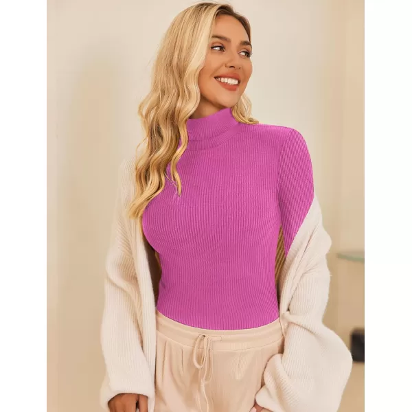 Ekouaer Womens Turtleneck Shirts Long Sleeves Sweater Ribbed Knit Tops Thermal Undershirts Lightweight Loungewear SXXLRose Red