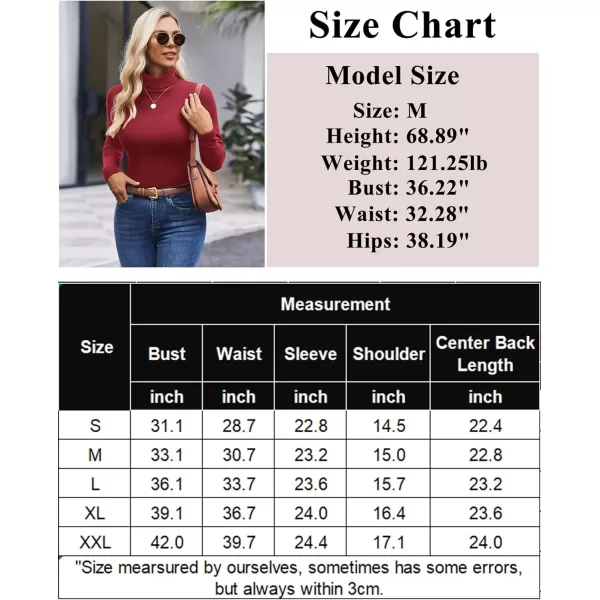 Ekouaer Womens Turtleneck Shirts Long Sleeves Sweater Ribbed Knit Tops Thermal Undershirts Lightweight Loungewear SXXLWine Red