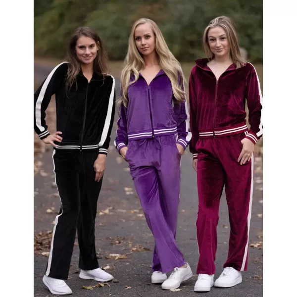 Ekouaer Womens Velvet Velor Tracksuits 2 Piece Lounge Outfits Zip Up Sweatshirt and Sweatpants with Pockets S3XLPurple