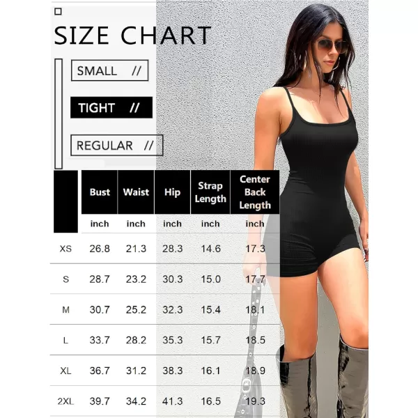 Ekouaer Womens Workout Romper Ribbed Unitard Stretch One Piece Short Jumpsuits Yoga Sleeveless Adjustable Outfits 2024Black